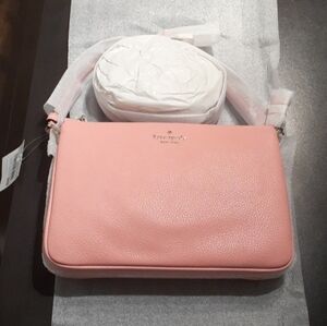 Kate Spade Leila Triple Gusset Cross Body Bag in Peachy Rose- New In Pac…
